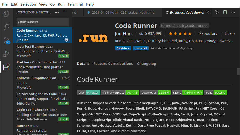 Install Code Runner